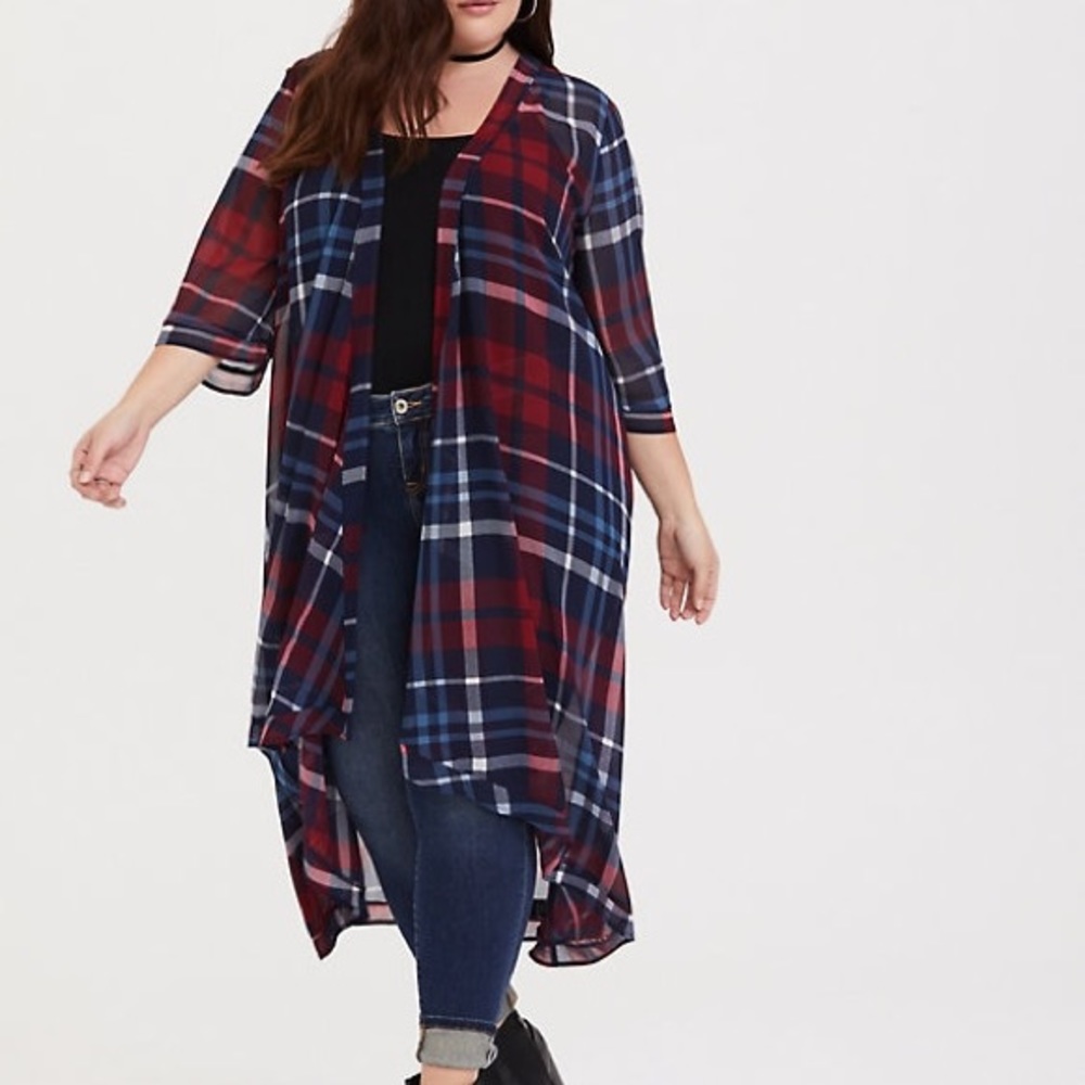 Torrid chiffon plaid kimono